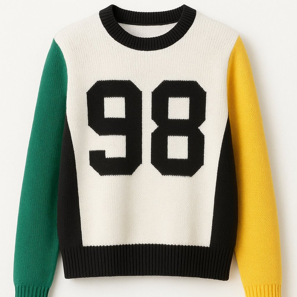 Women’s Colorblock Sweater Bold Crewneck Oversized 98 Graphic